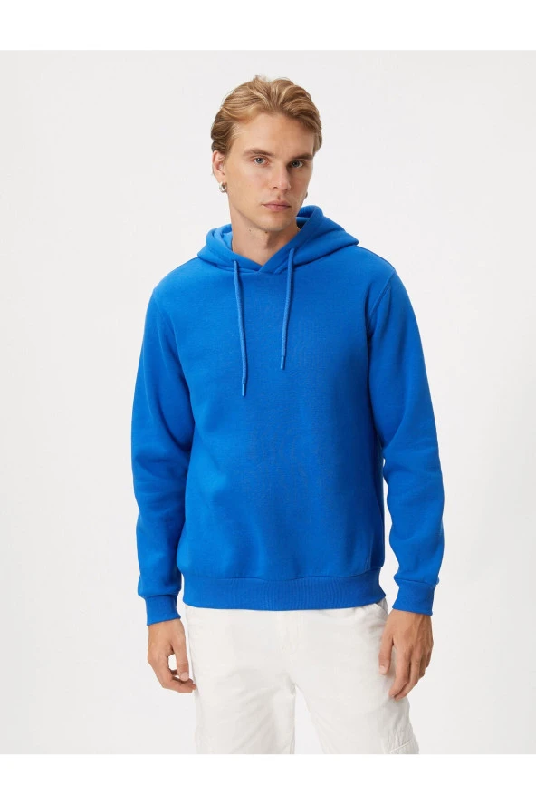 Basic Kapşonlu Sweat Uzun Kollu Şardonlu - Resim 3