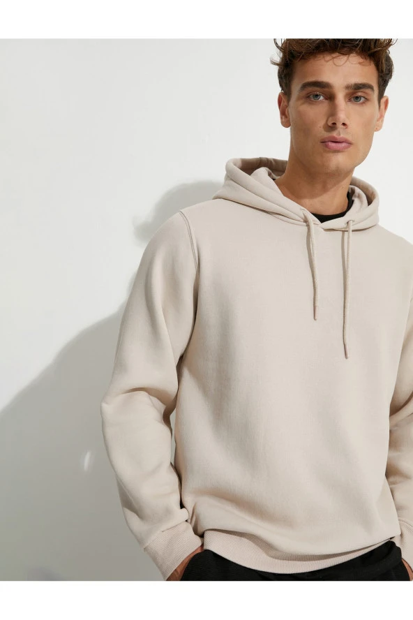 Basic Kapşonlu Sweat Uzun Kollu Şardonlu - Resim 7