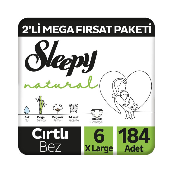 Sleepy Natural 6 Numara XLarge 184'lü Bebek Bezi ürün görseli 1