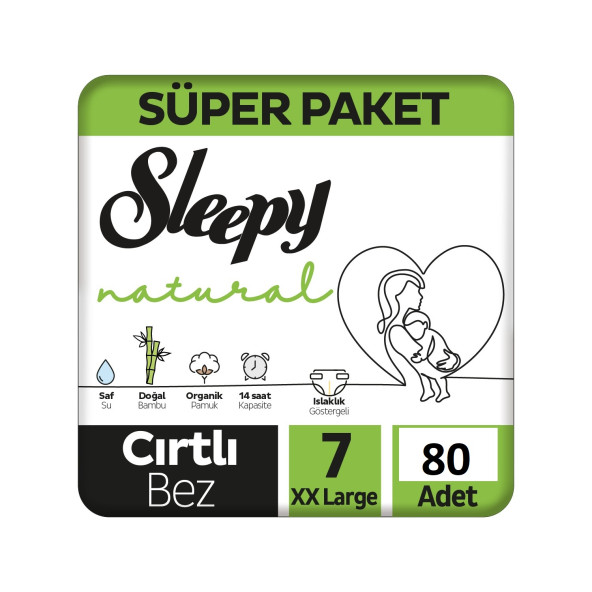 Sleepy Natural 7 Numara XXLarge 80'li Bebek Bezi ürün görseli 1