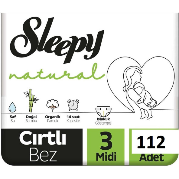 Sleepy Natural 3 Numara Midi 112'li Bebek Bezi ürün görseli 1