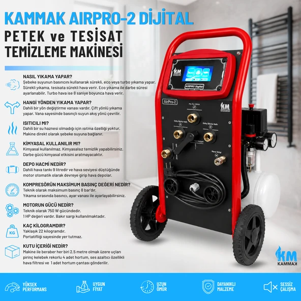Kammak Petek Temizleme Makinası AirPro-2 Digital Kompresörlü ürün görseli 1