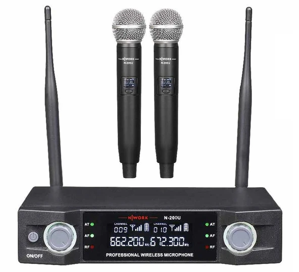 Nwork N-200U 2 El Sabit Çift Kanal UHF Kablosuz Sistem ürün görseli 1