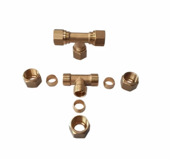 Sarı Pirinç Yüksüklü Te 12mm - Resim 2