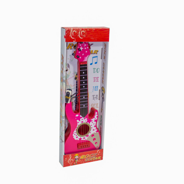 Oyuncak Rock Gitar Metal Telli 45 Cm Pembe - Resim 2