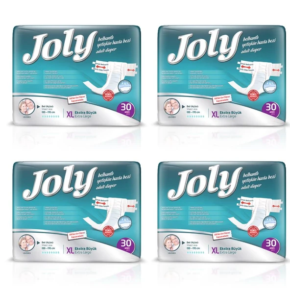 Joly Belbantlı Ekstra Büyük Boy (XL) 30'lu 4 Paket Hasta Bezi ürün görseli 1