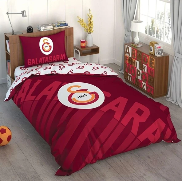 Taç Galatasaray Kırmızı Logo Tek Kişilik Lisanslı Nevresim Takımı ürün görseli 1
