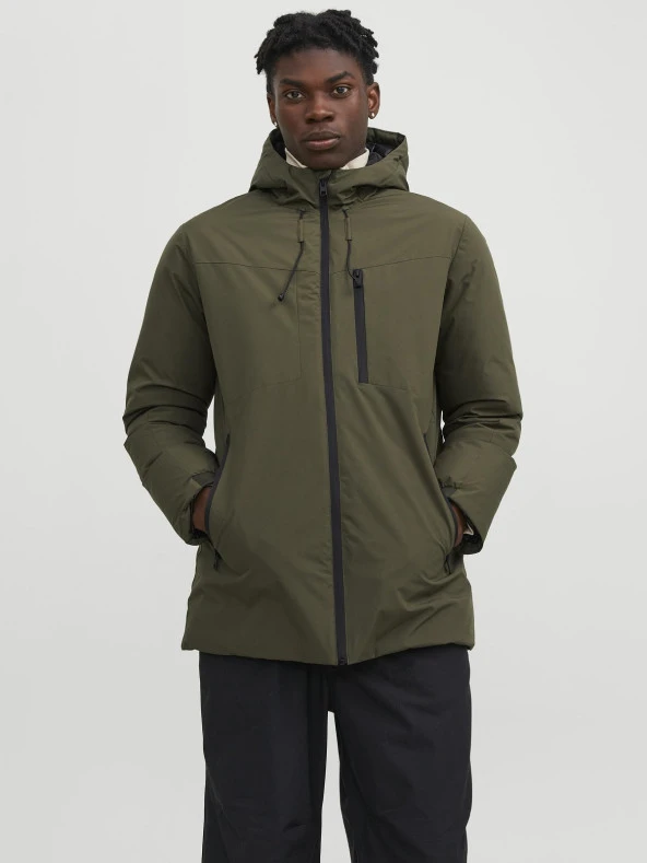 JACK JONES Erkek Uzun Mont Kapüşonlu Parka 12243225 ürün görseli 1