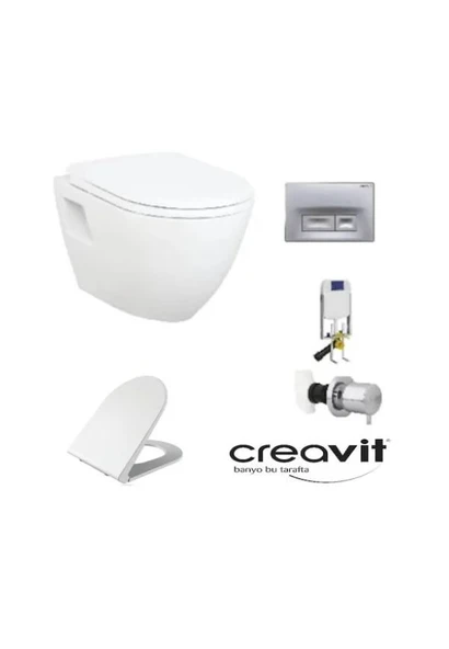Creavit GR5001-Tp325 Gömme Rezervuar Seti 5 Lİ SET YAVAŞ KAPAK - MAT BUTON ürün görseli 1
