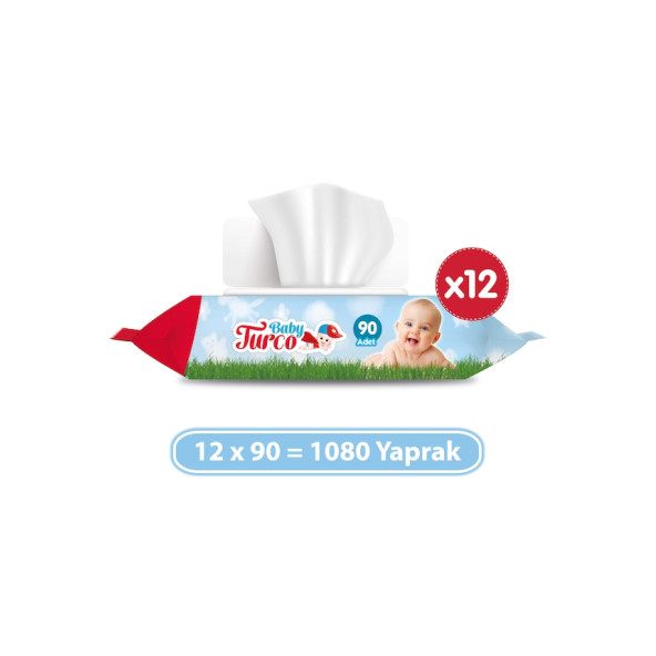 Baby Turco Klasik 90 Yaprak 12'li Paket Islak Havlu Mendil ürün görseli 1