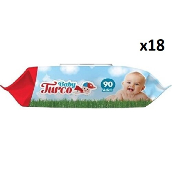 Baby Turco Klasik 90 Yaprak 18'li Paket Islak Havlu Mendil ürün görseli 1
