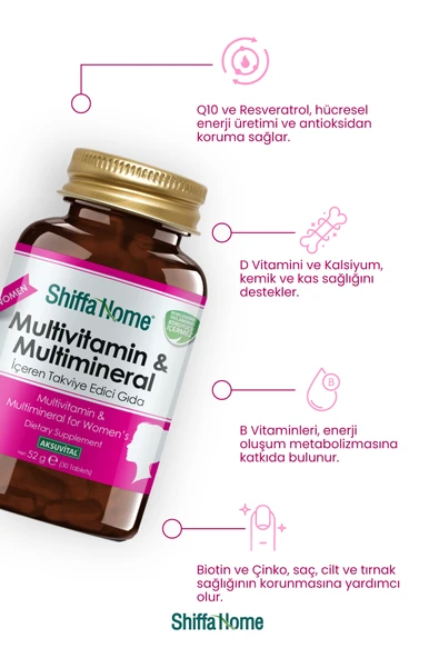 MULTİVİTAMİN & MULTİMİNERAL - KADIN - 1760 MG X 30  TABLET - Resim 3