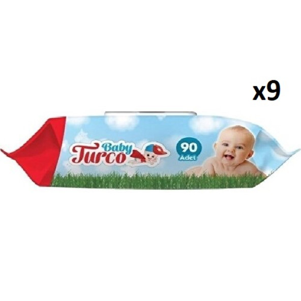 Baby Turco Klasik 90 Yaprak 9'lu Paket Islak Havlu Mendil ürün görseli 1