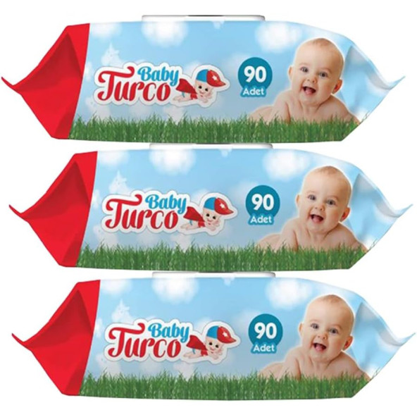 Baby Turco Klasik 90 Yaprak 3'lü Paket Islak Havlu Mendil ürün görseli 1