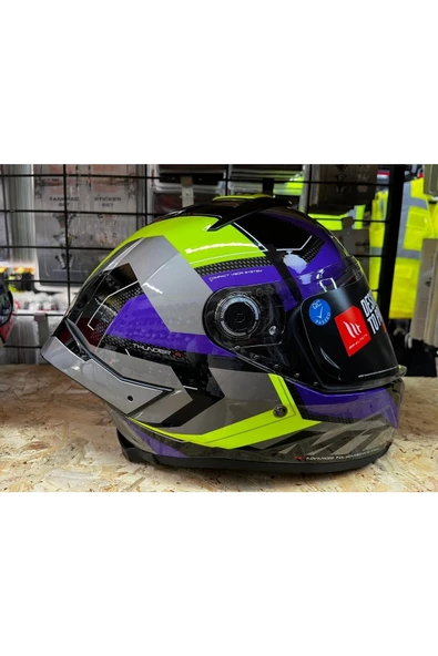 Kask Mt Thunder 4 Sv Valıant B2 Parlak Gri Mor Sarı ürün görseli 1
