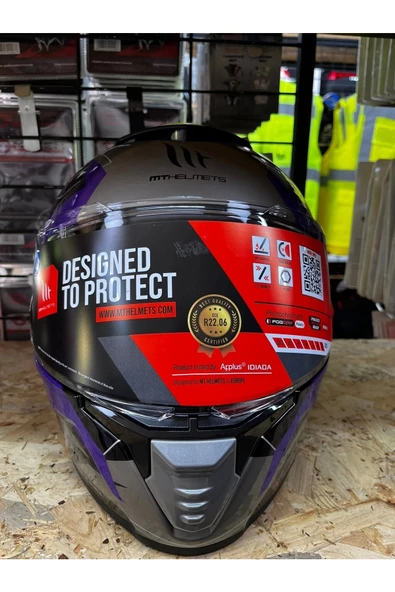 Kask Mt Thunder 4 Sv Valıant B2 Parlak Gri Mor Sarı - Resim 4
