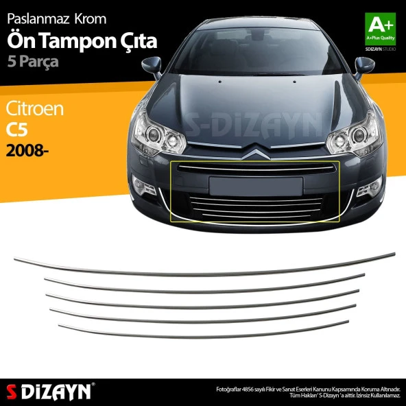 Citroen C5 Krom için Ön Tampon Çıtası 5 Parça 2008 Üzeri ürün görseli 1