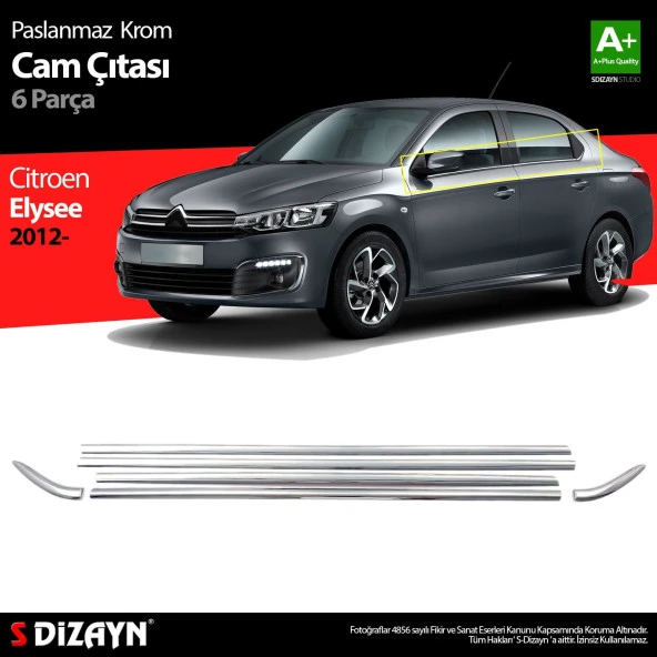 Citroen C-Elysee Krom için Cam Çıta 6 Parça 2012 Üzeri ürün görseli 1
