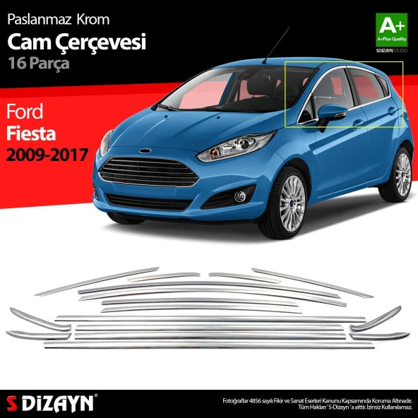 Ford Fiesta Krom için Cam Çerçevesi 16 Parça 2009-2017 ürün görseli 1