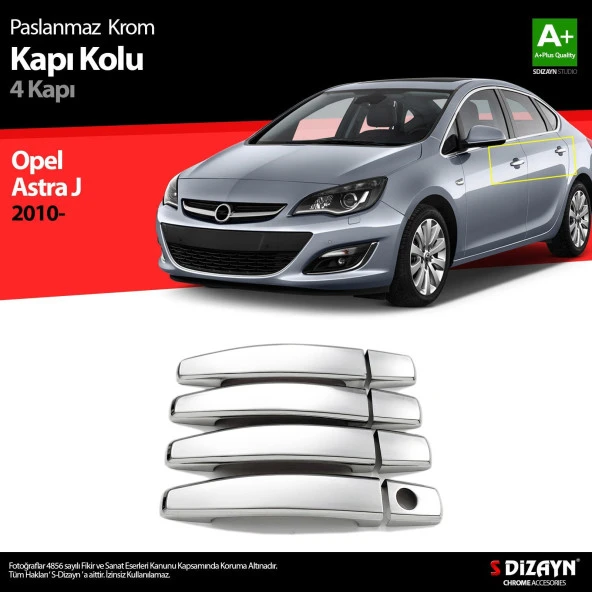 Opel Astra J için Krom Kapı Kolu 4 Kapı 2010 Üzeri A+Kalite ürün görseli 1