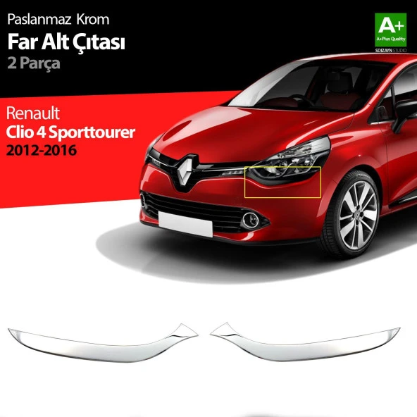 Renault Clio 4 için Sport Tourer Krom Far Alt Çıtası 2 Parça. 2012-2016 ürün görseli 1