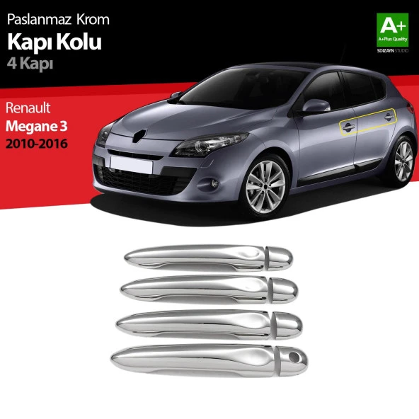Renault Megane 3 için Krom Kapı Kolu 4 Kapı 2010-2016 ürün görseli 1