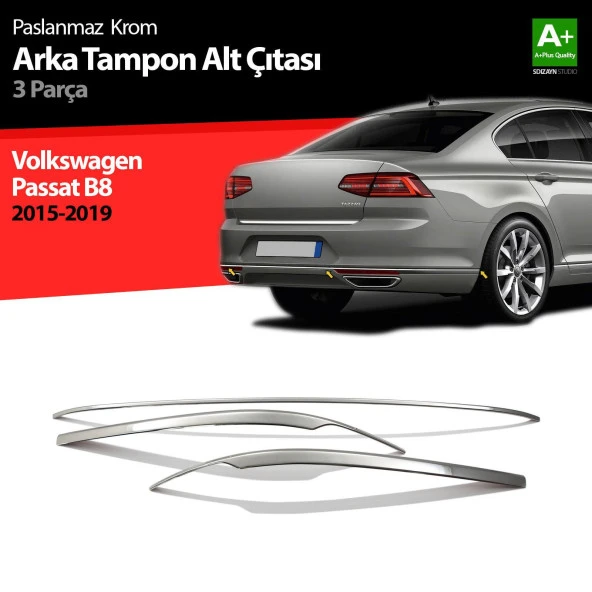 Volkswagen Passat B8 için Krom Arka Tampon Alt Çıtası 3 Parça 2015 Üzeri ürün görseli 1