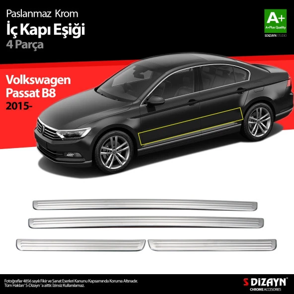 Volkswagen Passat B8 için Krom İç Kapı Eşiği 4 Parça 2015 Üzeri ürün görseli 1