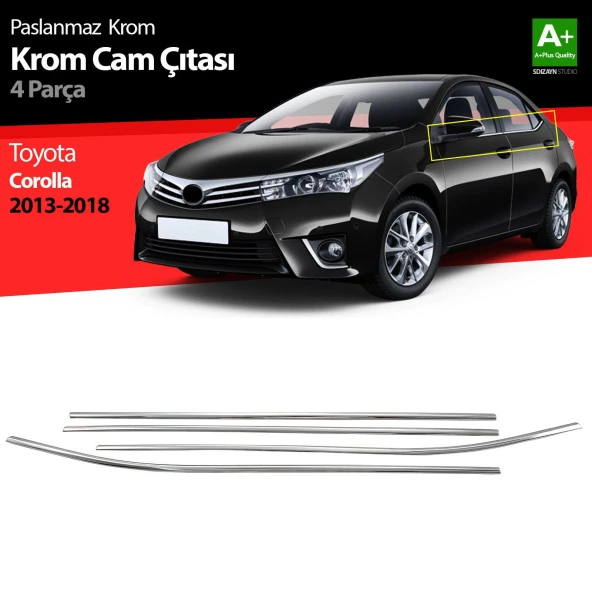 Toyota Corolla Krom için Cam Çıtası 4 Parça. 2013-2018 ürün görseli 1
