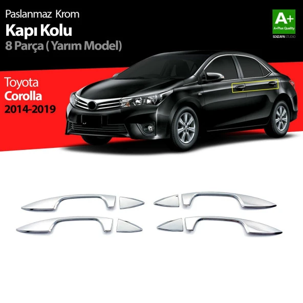 Toyota Corolla Krom için Kapı Kolu Yarım Model 4 Parça. 2013-2018 ürün görseli 1