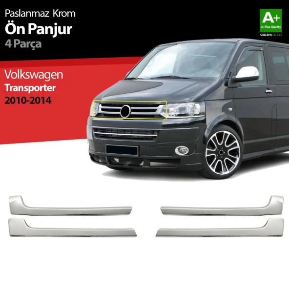 Volkswagen T5 Transporter için Krom Ön Panjur 4 Parça 2010 Üzeri ürün görseli 1
