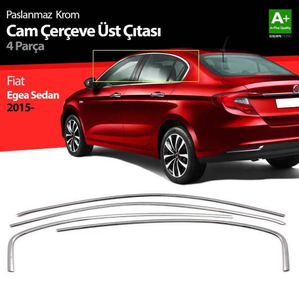 Fiat Egea Sedan için Krom Cam Üst Çıtası 4 Parça. 2015 Üzeri ürün görseli 1