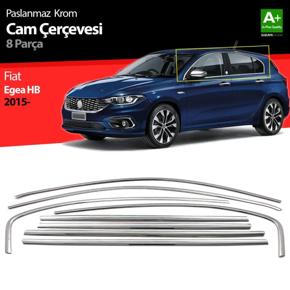Fiat Egea Hatchback için Krom Cam Çerçevesi 8 Parça. 2015 Üzeri ürün görseli 1