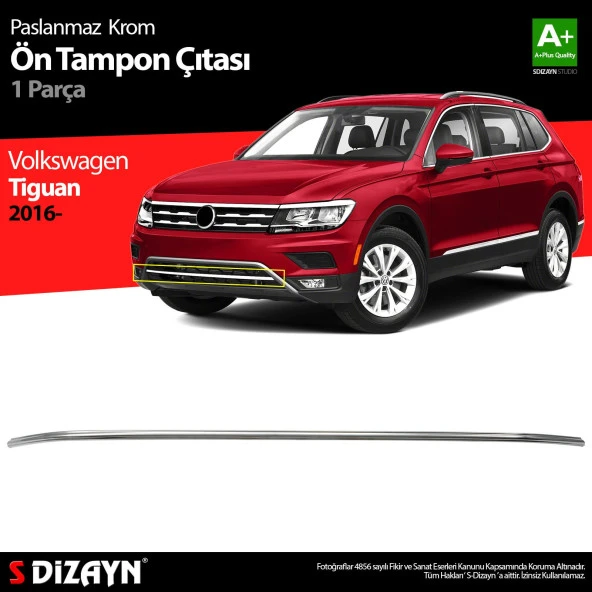 Volkswagen Tiguan Krom için Ön Tampon Çıtası 2016-2020 ürün görseli 1