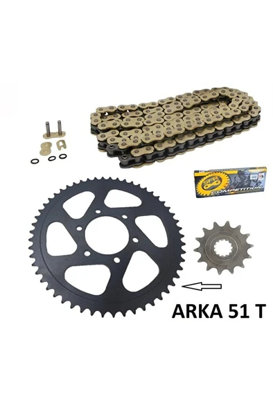Cf Moto Nk 400 Oringli Zincir Dişli Seti Performans Arka Dişli 51 T Sfr Gold Zincir  ARASMOTO ürün görseli 1