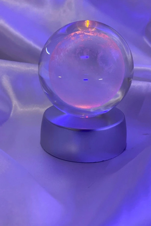 3D Led Işık Cam Küre Çok Işıklı Pilli Ay Yüzeyi ürün görseli 1
