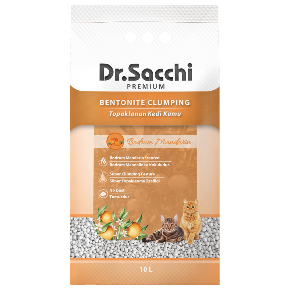 Dr.Sacchi Bodrum Mandalinası Kokulu Bentonit Kedi Kumu 10 Lt ürün görseli 1
