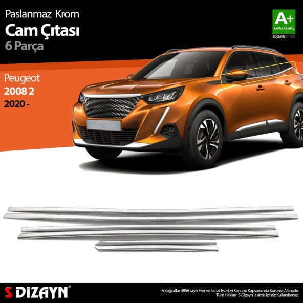 Peugeot 2008 2 için Krom Cam Çıtası 6 Parça 2020 Üzeri ürün görseli 1