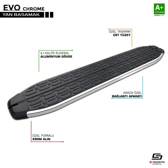 Mercedes Vito Uyumlu W639 Uzun Şase Evo Krom Yan Basamak 253 Cm 2004-2014 ürün görseli 1