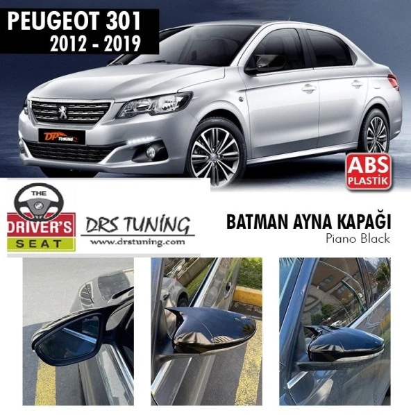 Peugeot 301 (2012-2021) için Batman Yarasa Ayna Kapağı (Piano Black) ürün görseli 1