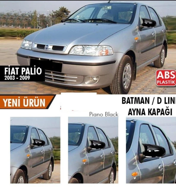 Fiat Palio (2003-2009) için Batman Yarasa Ayna Kapağı (Parlak Siyah) ürün görseli 1