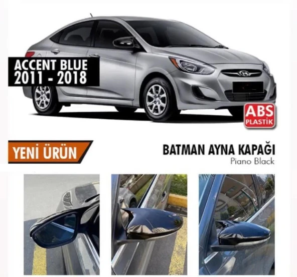 Hyundai Accent Blue için Sinyalli Batman Yarasa Ayna Kapağı Piano Black / 2011-2019 ürün görseli 1