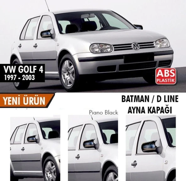 Volkswagen Golf 4 için (1997-2004) Batman Yarasa Ayna Kapağı (Parlak Siyah) ürün görseli 1