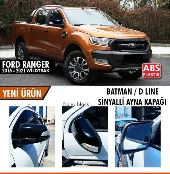 Ford Ranger T6 için Batman Yarasa Ayna Kapağı Sinyalli Piano Black / 2016-2021 ürün görseli 1