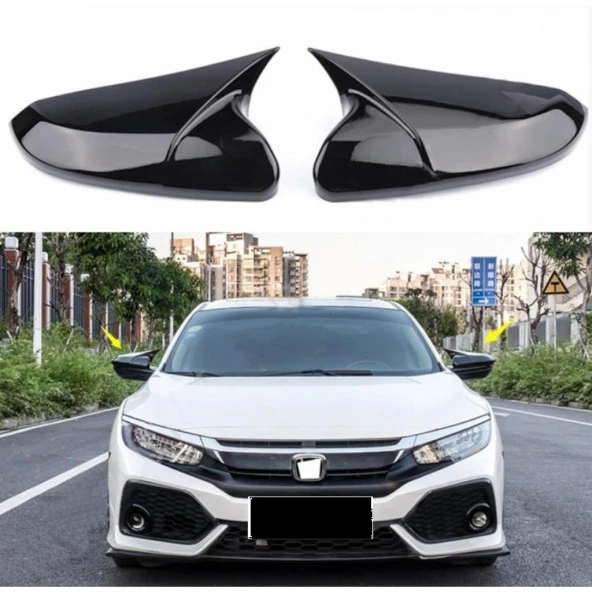 Honda Civic Fc5 için Hatchback Sedan Uyumlu Yarasa Ayna Kapağı (Parlak Siyah) ürün görseli 1
