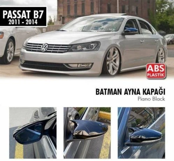 Volkswagen Passat B7 için (2011-2014) Batman Yarasa Ayna Kapağı (Parlak Siyah) ürün görseli 1