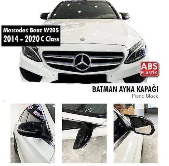 Mercedes C Uyumlu Serisi W205 (2015-2020) Batman Yarasa Ayna Kapağı (Parlak Siyah) ürün görseli 1