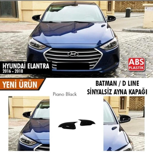 Hyundai Elantra (2016-2018) için Batman Ayna Kapağı (Parlak Siyah) (Sinyalsiz ) ürün görseli 1