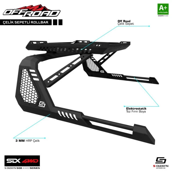 Sedan 4Wd Off için Road İsuzu D-Max 2 Sepetli Çelik Roll Bar V1 2012-2019 ürün görseli 1