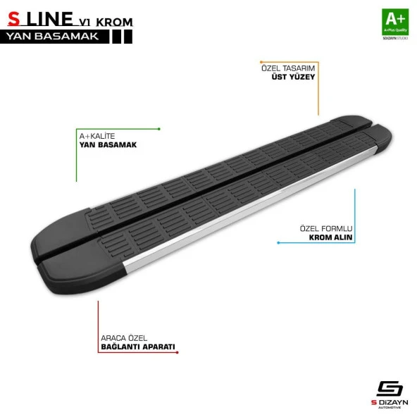 Seat Ateca Uyumlu S-Line Krom Yan Basamak 173 Cm 2017 Üzeri ürün görseli 1